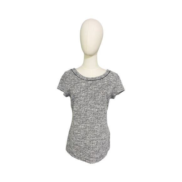 Banana Republic Black White Textured Metallic Knit Short Sleeve Top Medium - Picture 1 of 9